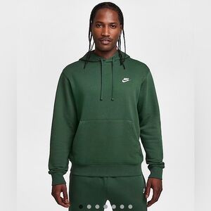 Nike Men's Forest Green Sportswear Club Fleece Pullover Hoodie